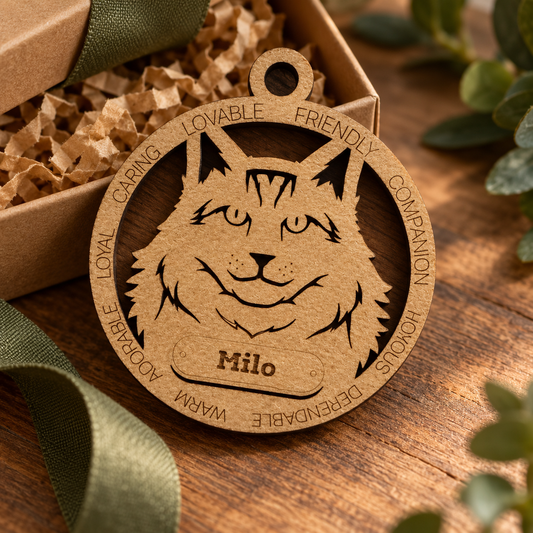 Maine Coon Cat 2-Layer Laser Cut Ornament