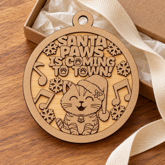 Santa Paws 2-Layer Laser Cut Ornament