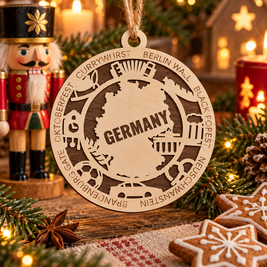 Germany 2-Layer Laser Cut Ornament