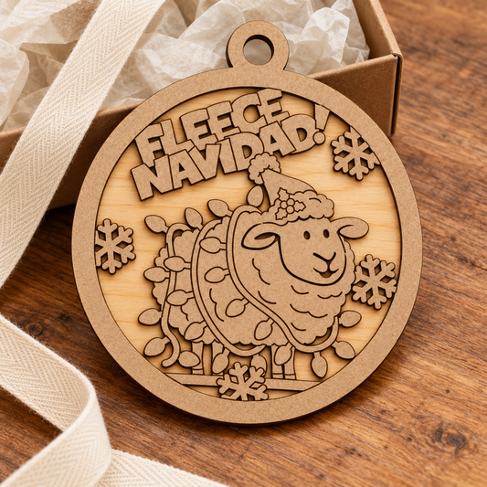 Fleece Navidad 2-Layer Laser Engraved Ornament