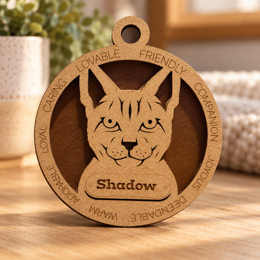 Ocicat Cat 2-Layer Laser Engraved Ornament