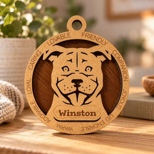 Staffordshire Bull Terrier 2-Layer Laser Cut Ornament