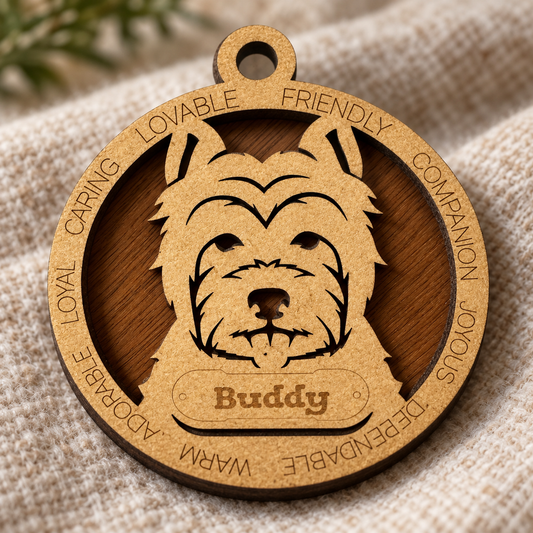 West Highland Terrier 2-Layer Laser Cut Ornament