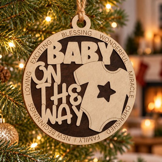 Baby On The Way #2 2-Layer Laser Cut Ornament