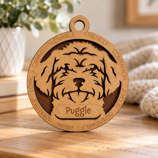 Schnauzer Doodle 2-Layer Laser Cut Ornament