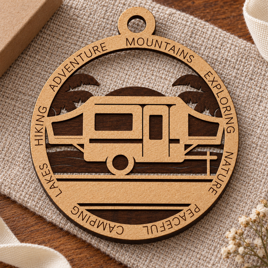 Tent Camper Beach #1 2-Layer Laser Cut Ornament