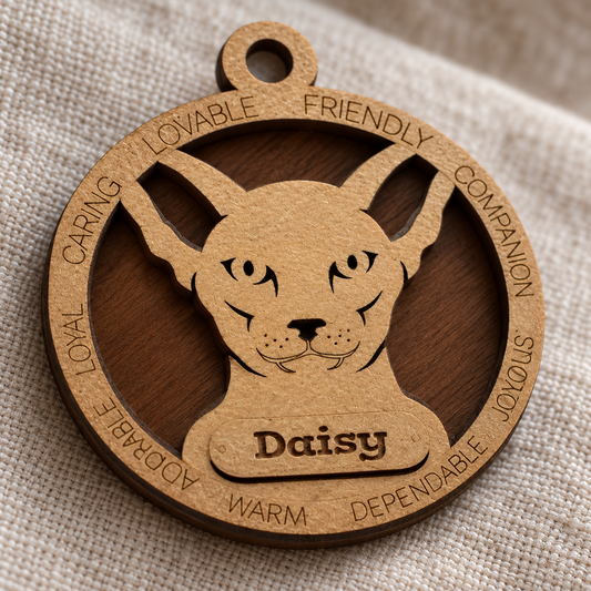 Oriental Shorthair Cat 2-Layer Laser Cut Ornament