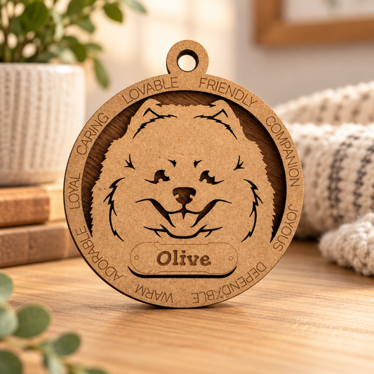 Pomeranian 2-Layer Laser Cut Ornament