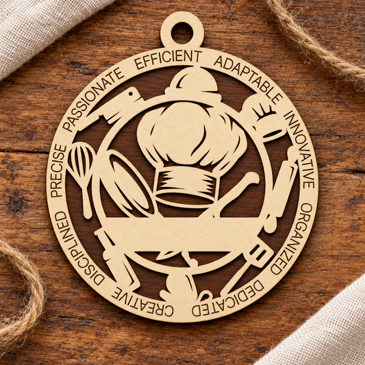 Chef #1 2-Layer Laser Cut Ornament