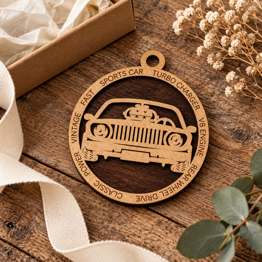 Vintage Car #2 2-Layer Laser Cut Ornament