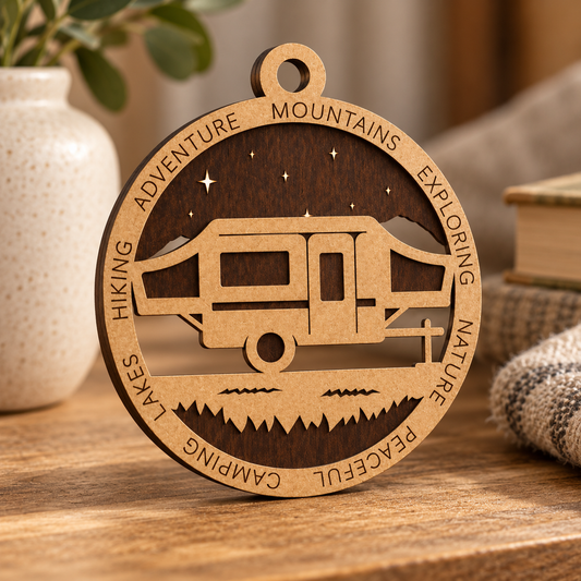 Tent Camper Starry Night #2 2-Layer Laser Cut Ornament