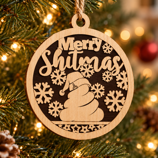 Merry Shitmas 2-Layer Laser Cut Ornament