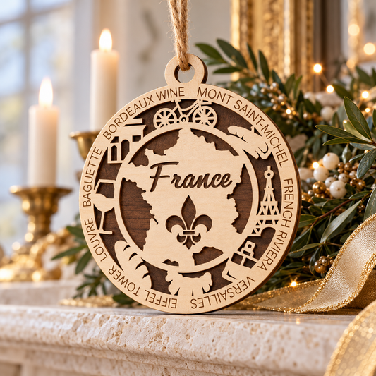 France 2-Layer Laser Cut Ornament