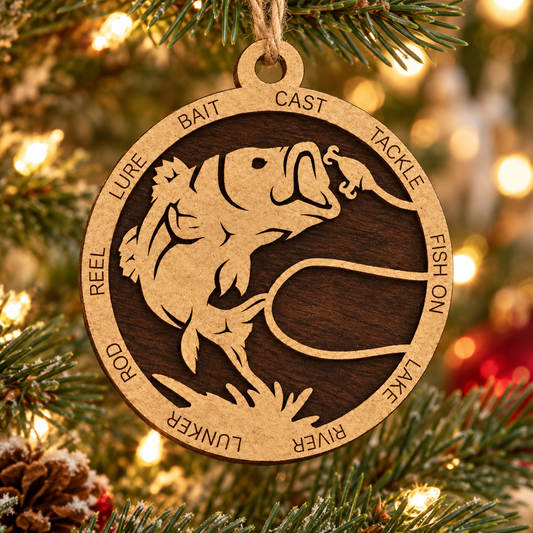 Largemouth Bass Fishing #2 2-Layer Laser Cut Ornament