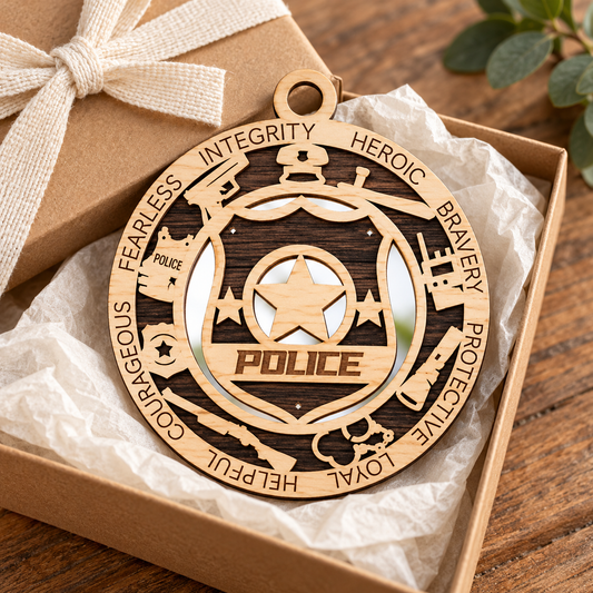Police 2-Layer Laser Cut Ornament