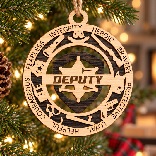 Deputy 2-Layer Laser Cut Ornament