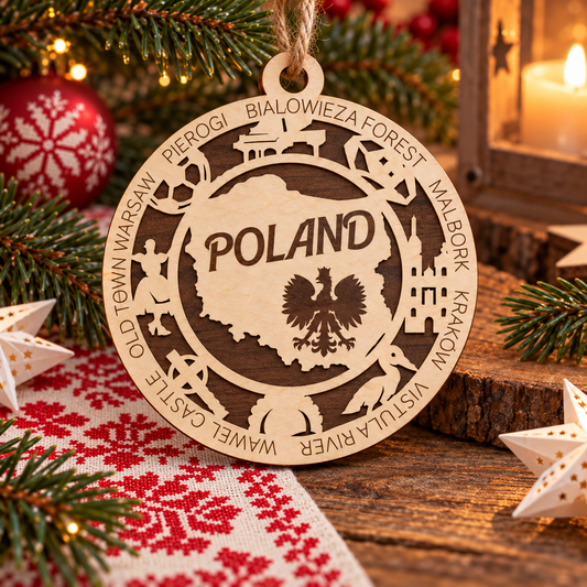 Poland 2-Layer Laser Cut Ornament