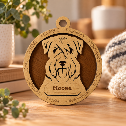 Soft Coated Wheaton Terrier 2-Layer Laser Cut Ornament