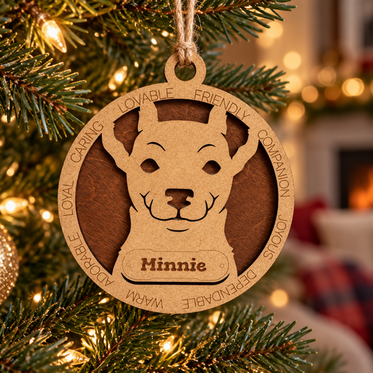 Rat Terrier 2-Layer Laser Cut Ornament