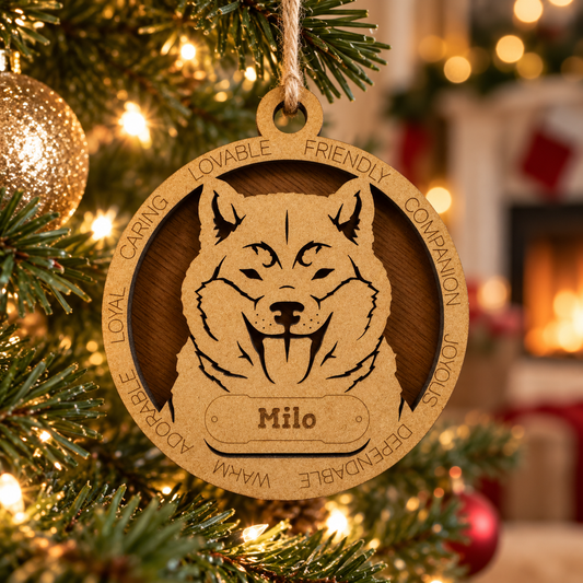 Shiba Inu 2-Layer Laser Cut Ornament
