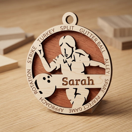 Bowling Custom Laser Engraved Ornament