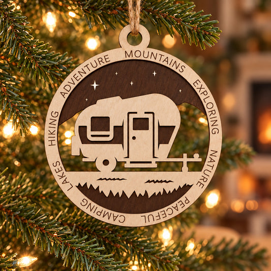 Camper Starry Night #2 2-Layer Laser Cut Ornament