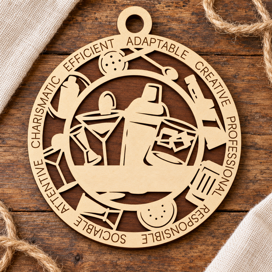 Bartender #1 2-Layer Laser Cut Ornament