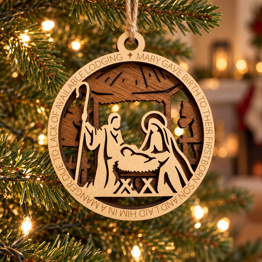 Away in a Manger 2-Layer Laser Cut Ornament