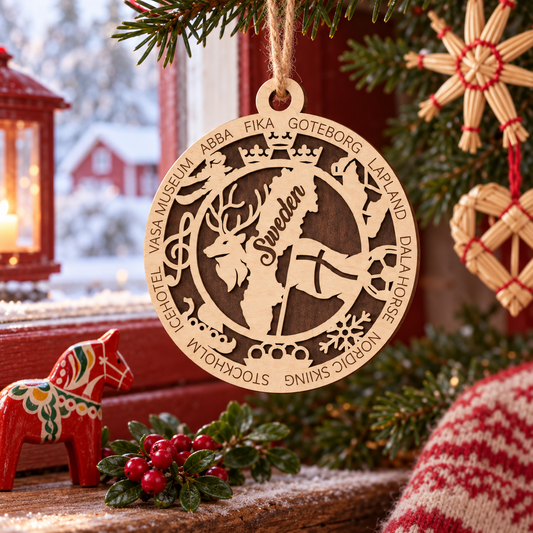 Sweden 2-Layer Laser Cut Ornament