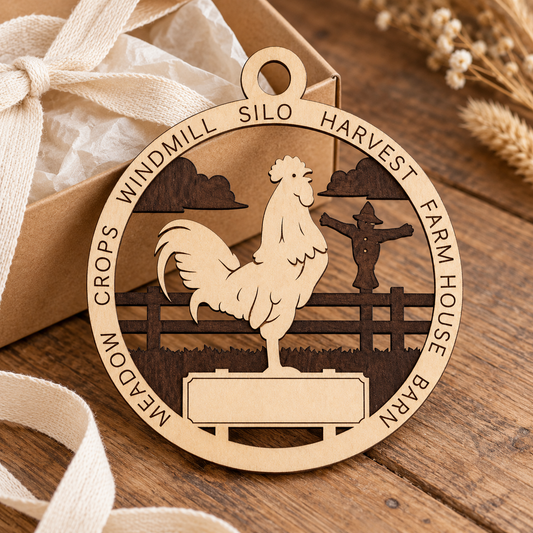 Rooster #4 2-Layer Laser Cut Ornament