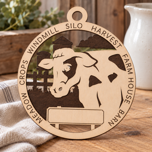 Dairy Cow #2 2-Layer Laser Cut Ornament