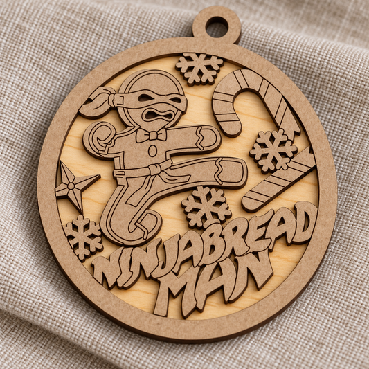 Ninjabread Man 2-Layer Laser Engraved Ornament