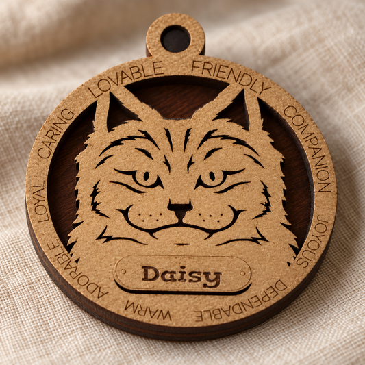 Norweigan Forest Cat 2-Layer Laser Cut Ornament