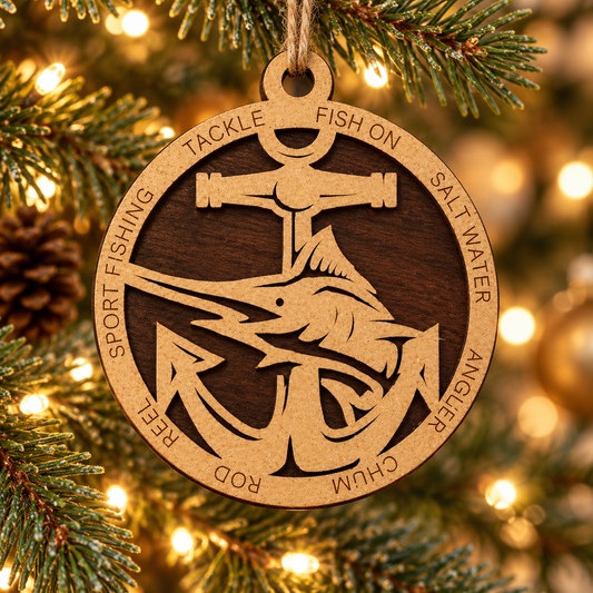 Saltwater Fishing #2 2-Layer Laser Cut Ornament