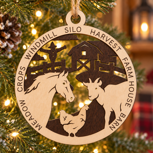 Farm Scene #1 2-Layer Laser Cut Ornament