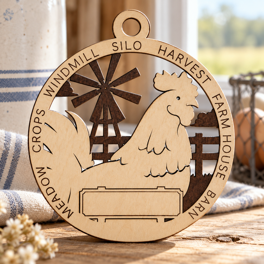 Rooster #2 2-Layer Laser Cut Ornament