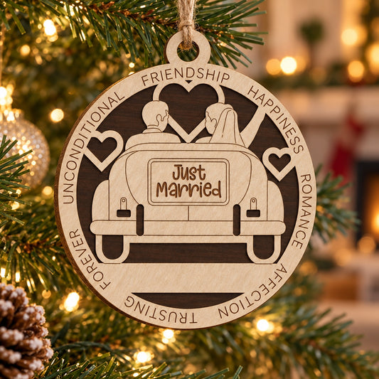 Just Married #1 2-Layer Laser Cut Ornament