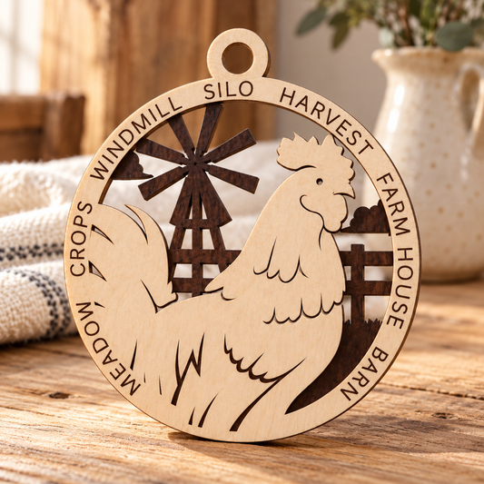 Rooster #1 2-Layer Laser Cut Ornament
