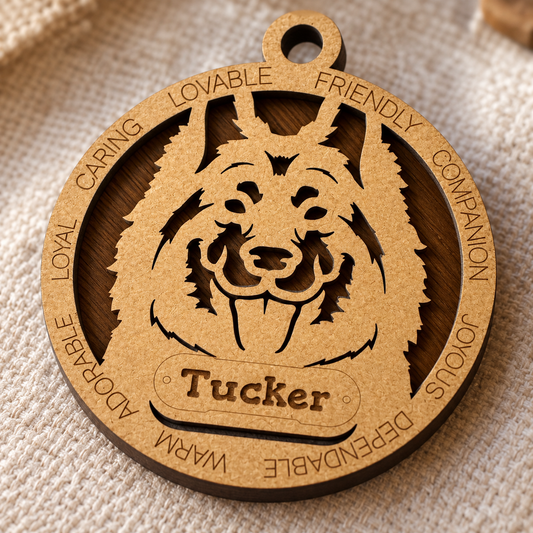Shiloh Shepherd 2-Layer Laser Engraved Ornament