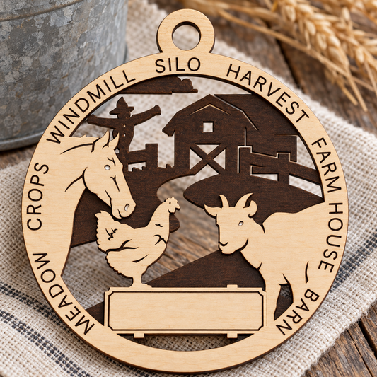 Farm Scene #2 2-Layer Laser Cut Ornament