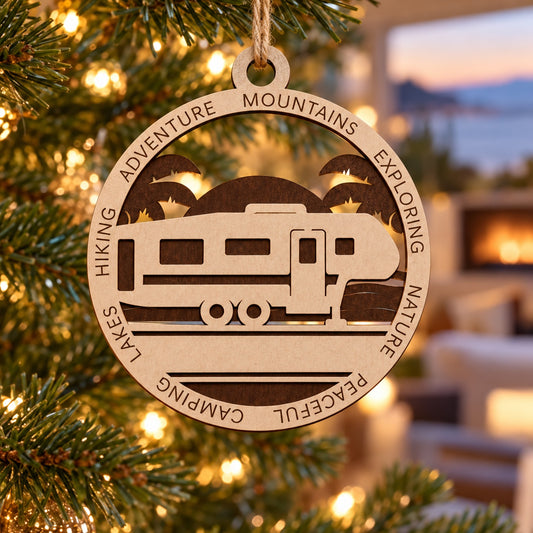 Fifth Wheel Beach #1 2-Layer Laser Cut Ornament