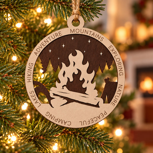 Campfire #2 2-Layer Laser Engraved Ornament
