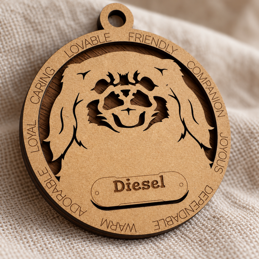 Pekingese 2-Layer Laser Cut Ornament