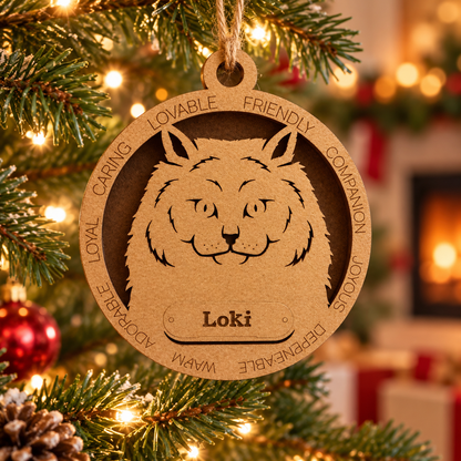 Siberian Cat 2-Layer Laser Cut Ornament